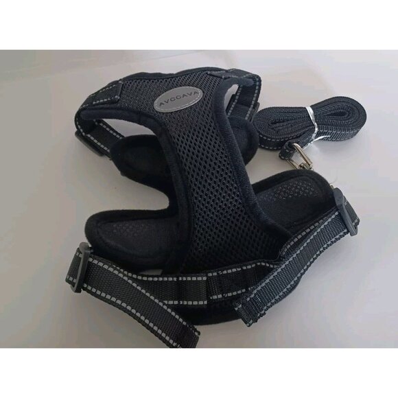 AVCCAVA Pet Harness With Leash Soft Breathable Reflective Strip Size: SM Black - Picture 2 of 13